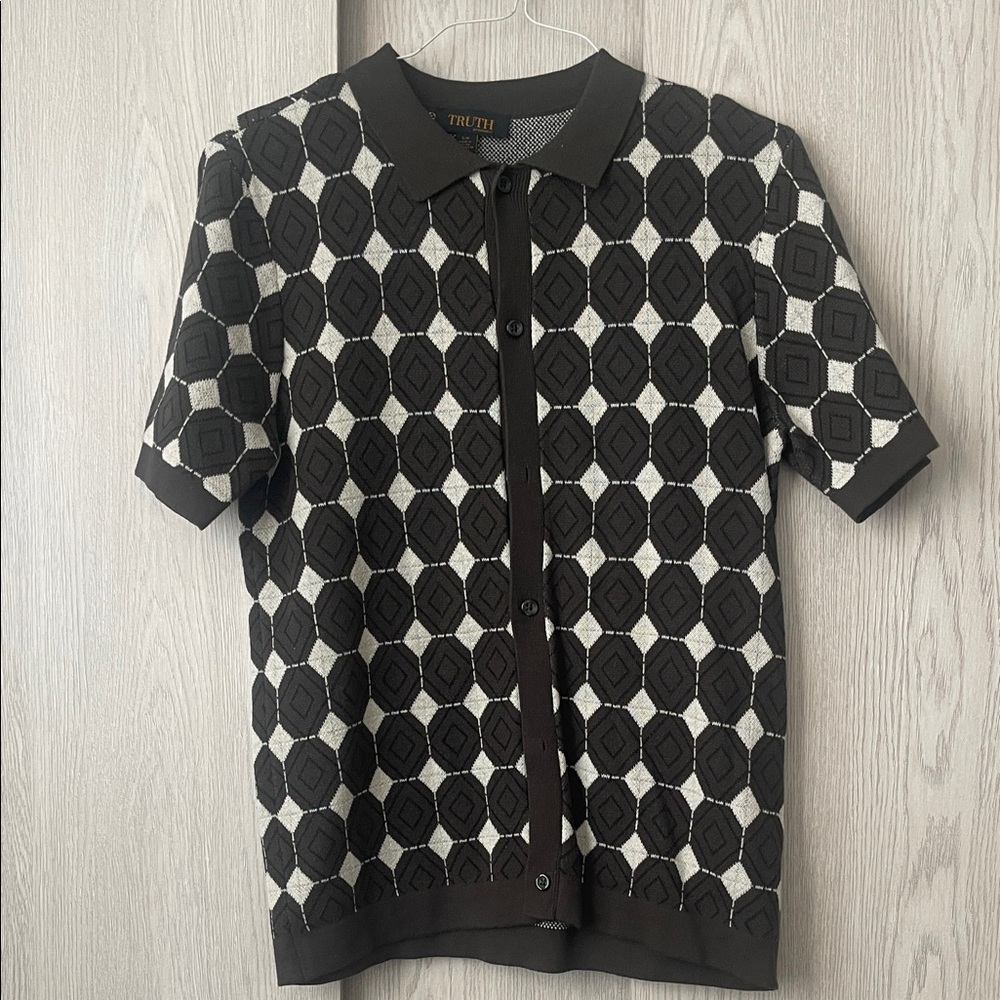 Truth by Republic Short Sleeve Button Sweater
